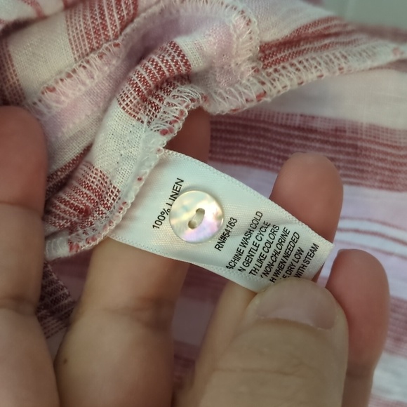 Marc New YorkAndrew Marc Linen Pink Striped Coastal Grandma Beach Women Top PXL - Picture 4 of 7